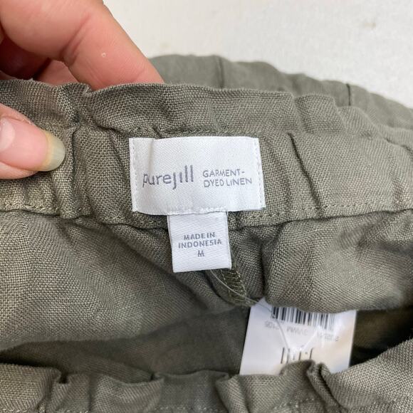 Purejill Garment Dyed Linen Olive Green Shorts Women's Medium NWT 100% Linen - Picture 6 of 12